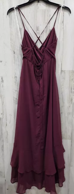 LULUS Size XL Plum In Love Forever Lace Up High Low Maxi Dress**Gorgeous**NWOT** 3