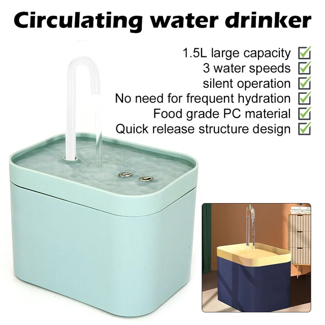 1.5L Pet Water Fountain Cat Dog Electric Recirculate Drinking Filter Dispenser