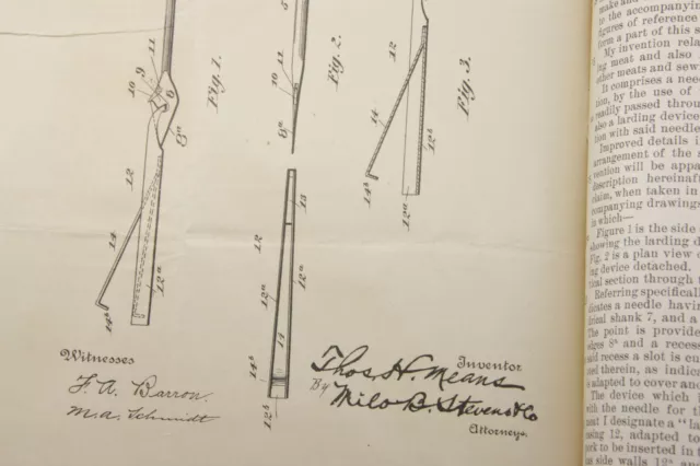 TH Means Signed Letter Meat Needle and Larder 1902 Patent Sketch Ephemera P1043D 2