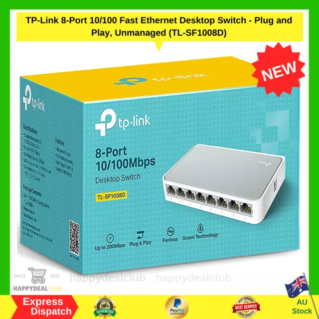 TP-Link TL-SF1008D 8 Port Ethernet Hub Plug and Play Desktop Network Switch