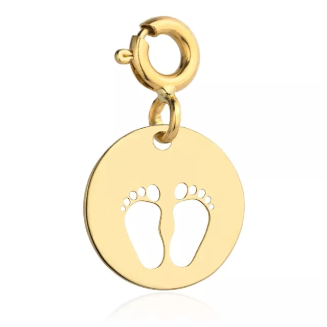 Lumari Gold-Pendentif Charms en or 585 pieds gravés en cercle-585(14k)