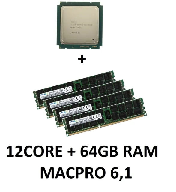 Intel Xeon e5-2697v2 12 Core 2,7 GHz CPU + 64GB 1866 MHz RAM Apple MacPro 6,1