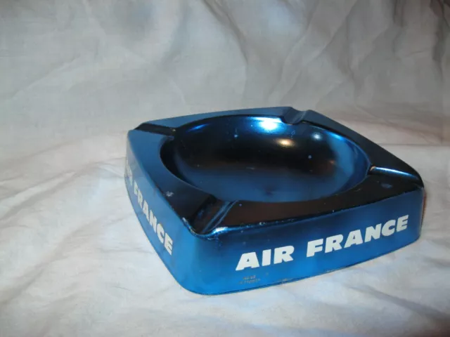 ✈️ Vintage Ancien CENDRIER PUBLICITAIRE AIR FRANCE en ALU BLEU Aluminium Ashtray