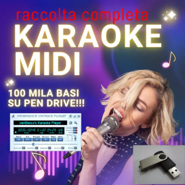 Unica-Raccolta Completa 100 Mila Basi Musicali Karaoke Midi Con Pen Drive Top+++