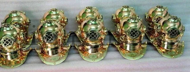 brass polish Finish US Navy Mark V Helmet Divers Mini Diving Helmet LOTS 10 Pcs