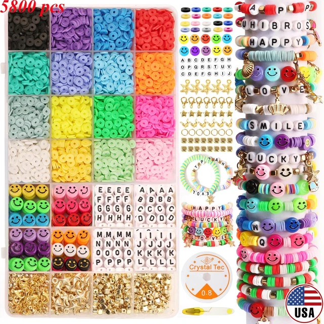 5800pcs Beads Jewelry Bracelet Making Heishi Clay Letter Face DIY Kit Aesthetic