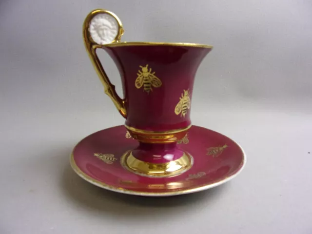 Tasse et sous tasse de collection ancienne en  porcelaine de Paris Empire XIXe