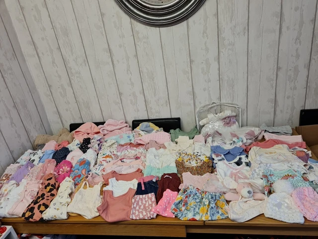 Baby Girls Huge Clothes Bundle. 86 Items Fist size, Newborn & 0-3 Months