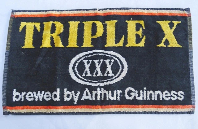 Vintage Bar Towel Triple X Arthur Guinness 1970s Breweriana Advertising 70s 80s