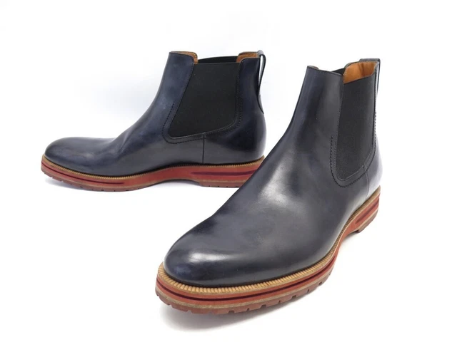 Chaussures Berluti Alessandro Bottines S3849-001 43 9 Cuir Bleu Boots Shoe 2000€