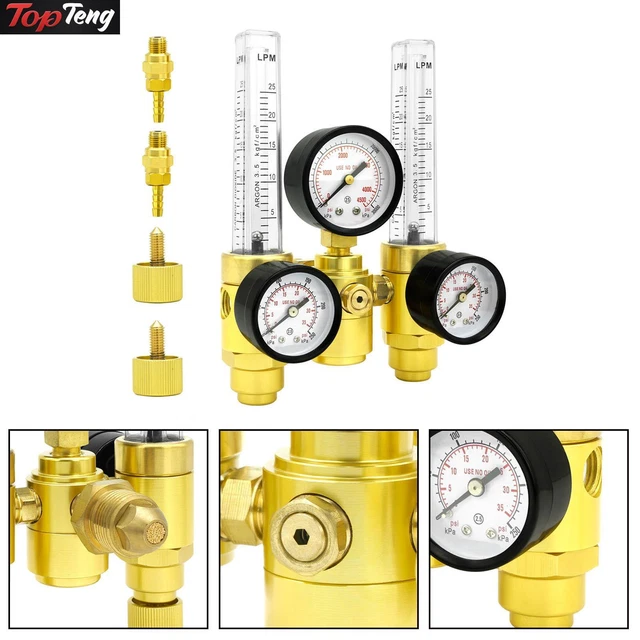 Dual Output Argon/CO2 Regulator MIG TIG Flow Meter Gas-saving Gauges CGA580 D1
