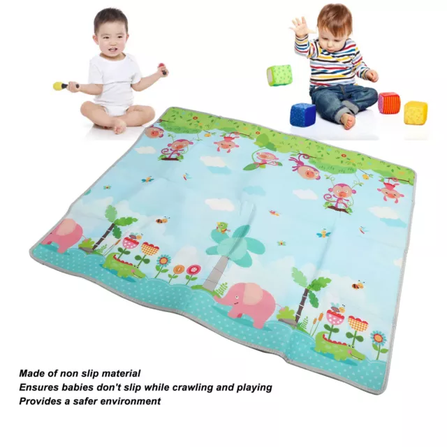 Double Sided Non Slip Baby Play Mat Odorless Waterproof Crawling Pad For