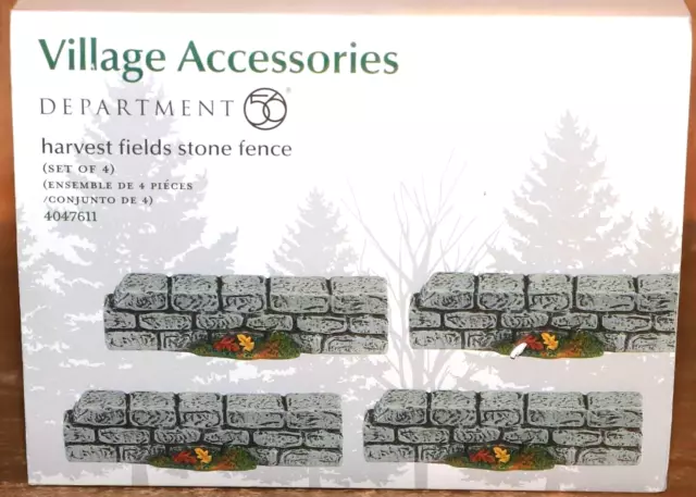 Dept 56 Village Harvest Fields Stone Fence 4047611 Set Of 4 Accessories