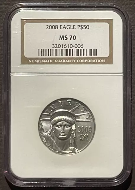 2008 American Eagle PLATINUM $50 BU Coin 1/2 ounce bullion NGC MS70 * 08264