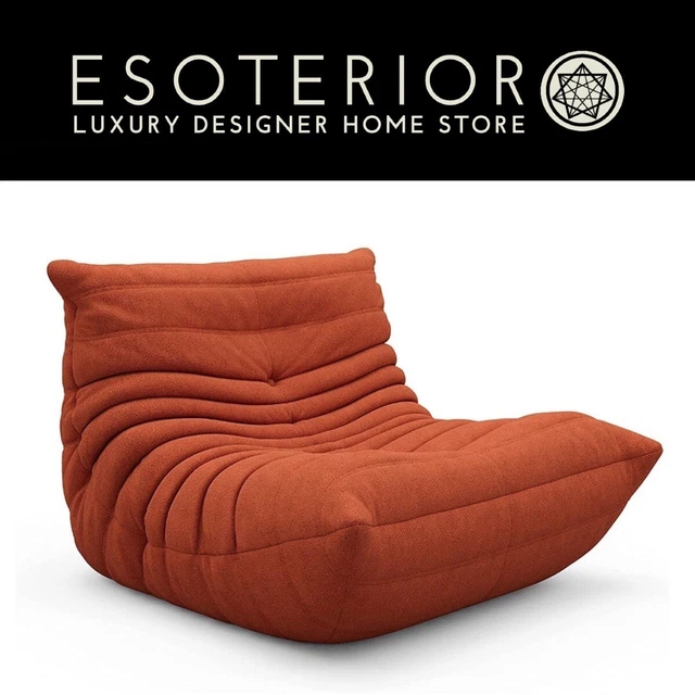 Fireside Style Mid-Century Modern Vegan Suede Floor Lounge Chair,  Burned Orange