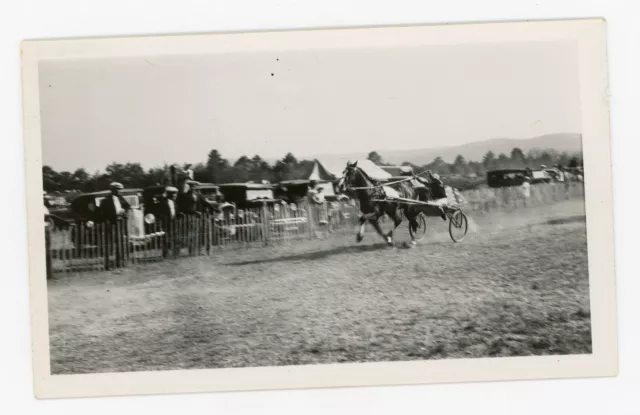 PHOTO SNAPSHOT - une course hippique équitation cheval voiture ancienne 1930