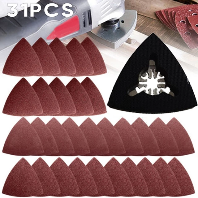 Hojas de papel de lija abrasivo papel de lija 60/80/120 grano + 1 disco de arena triangular