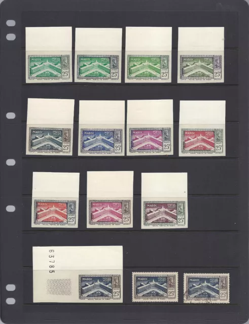 Francés Morocco 1951 Hospitales (Precioso Lote De Imperf Color Pruebas) VF MNH