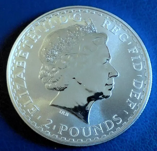 2000 Two Pound Royal Mint Britannia, 1 onza troy de plata, gorra, certificado - unc 2