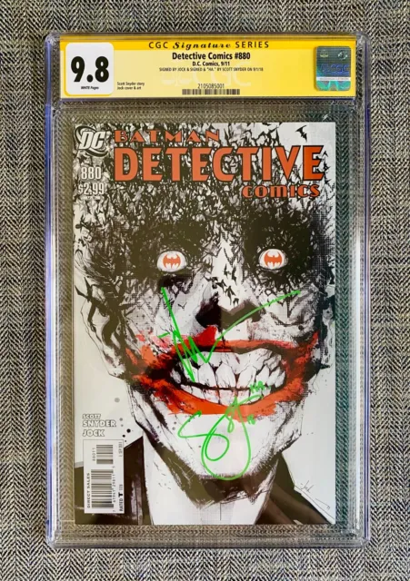 Batman Detective Comics 880 CGC 9.8 SS Signed X2 Scott Snyder Jock, Iconic Joker