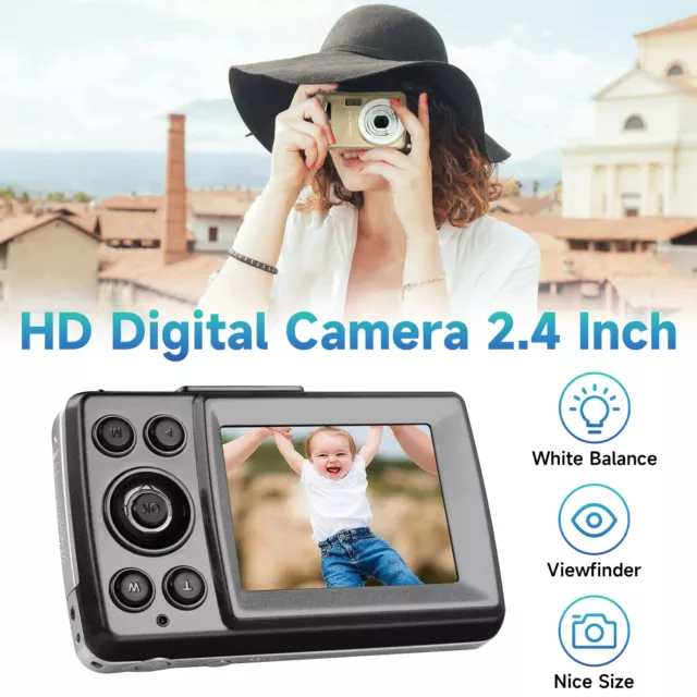 Digital Camera 2.4 Inch TFT LCD Screen 4X Zoom HD 16MP 1080P Anti-Shake Mic US