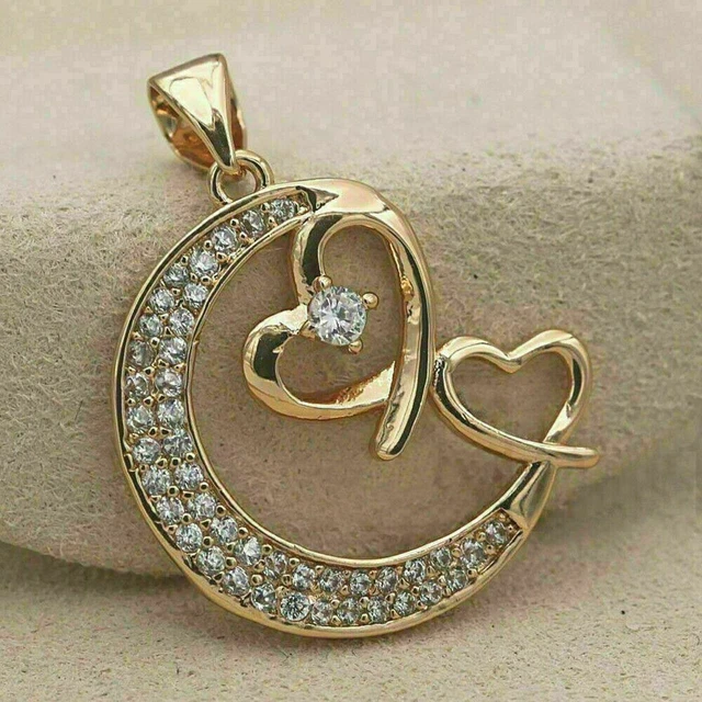 2Ct Round Cut VVS1/D Moissanite Women's Pendant 14K Yellow Gold Plated W/Chain