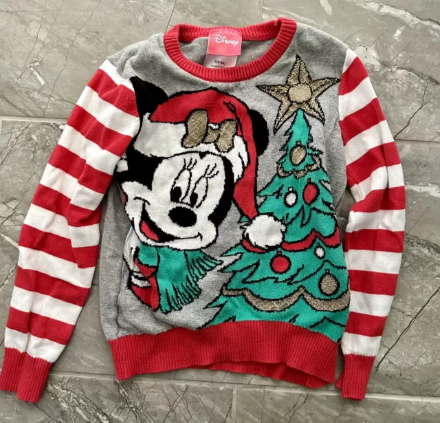 Girls Minnie Mouse Disney Holiday Sweater Light Up Size 6-6X