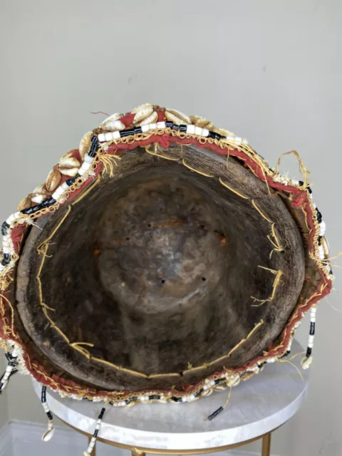 Kuba Helmet Mask Pwoo Itok Raffia Large Congo African Art 12" X 8" X 6" 12