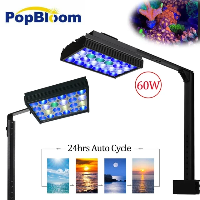 PopBloom Aquarium Light LED Marine Nano Fish Tank Lamp for Reef Coral Growing