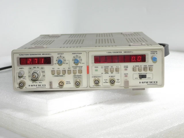 HAMEG HM8001-2 MAINFRAME & HM 8021-2 1GHz Counter & HM 8030-3 Function Generator