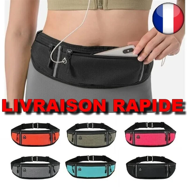 Ceinture De Sport Banane Réfléchissante - 2 Poches (dont Une Zippée) - Pour Course, Randonnée, Vélo - Taille S (55-68 Cm)