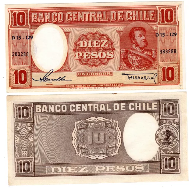 CHILE Billet 10 Pesos ND 1958 P120  M. BULNES  MEDIO CONDOR NEUF UNC