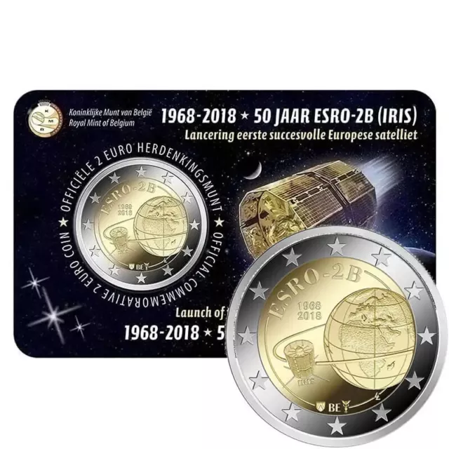 Bélgica 2018 Coin Card Segunda (50º Avn. Lanzamiento del Satélite ESRO-2B).S/C