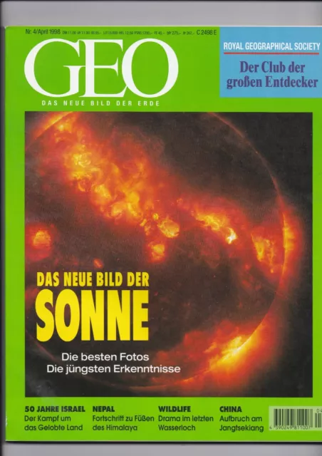 GEO Heft Das neue Bild der Sonne - April 4/1998 - Zeitschrift