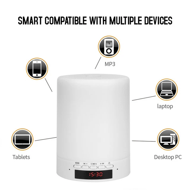 SPEAKER NIGHT LIGHT Touching Change Color LED Lamp Smart Alarm GB £18.