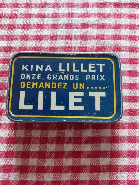 boîte à cartes publicitaire en tôle lithographiée KINA LILLET