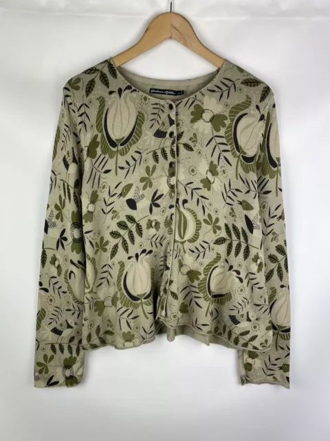 GUDRUN SJODEN LADIES floral pattern lagenlook cardigan sweater size L ...