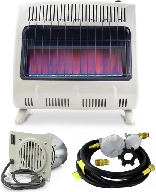 30,000 BTU Unvented Blue Flame Propane Fired Room Heater with Built in Blower Fa