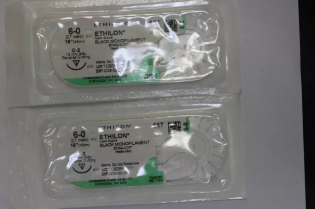 Ethilon Nylon Suture 6-0 (0.7 metric 18") Sterile, 2 packs