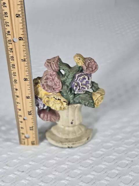 vintage cast iron flower basket doorstop 3