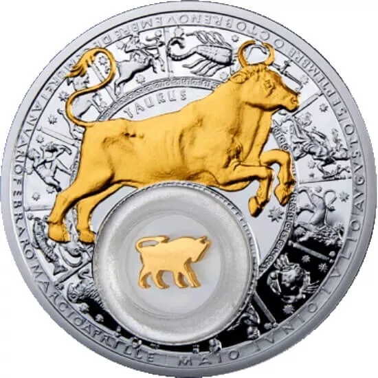 Taurus Zodiac Proof Silver Coin 20 rubles Belarus 2013