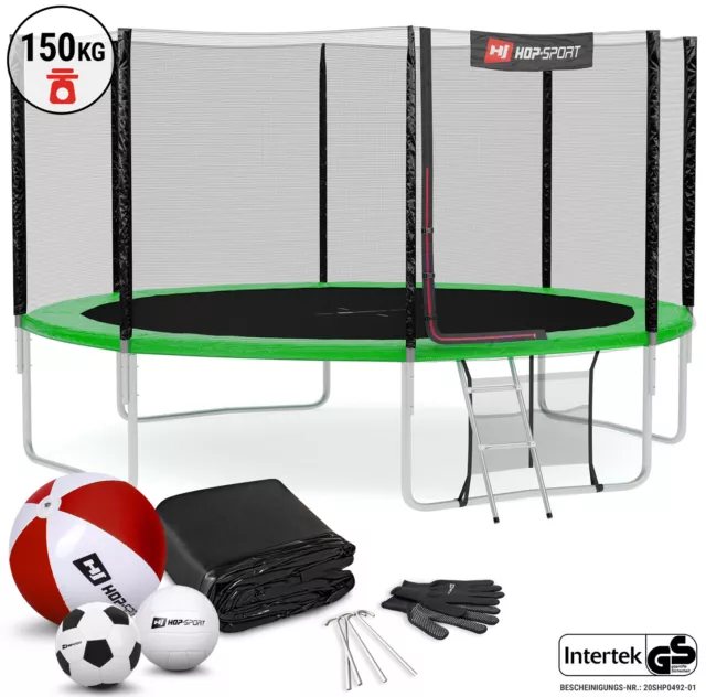 Hop-Sport Trampolin Outdoor 430 cm Gartentrampolin Komplettset inkl. Abdeckplane