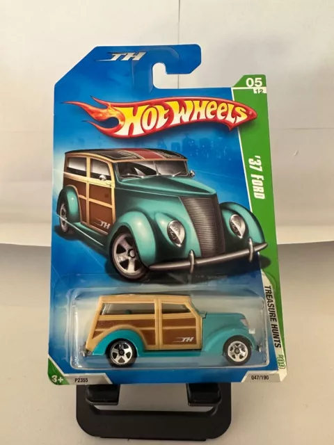 2009 hot wheels Treasure Jagd '37 Ford Woody # 5/12 Blaugrün K77