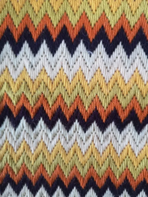 Vintage 1940's Zig Zag Chair embroidered upholstery Swedish  Tapestry art deco