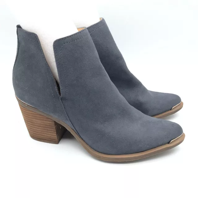 Madden Girl Ankle Boots Block Heel Faux Suede Pointed Toe Slip On Gray 9.5