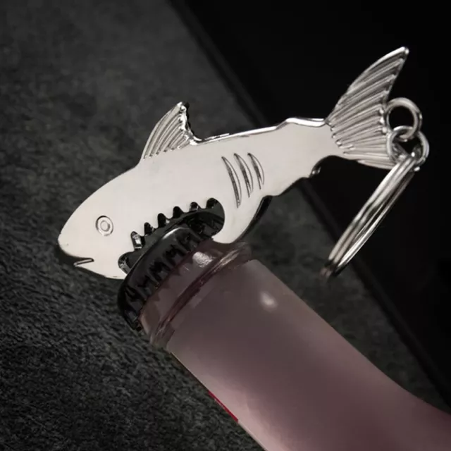 1Pc Shark Bottle Opener Keychain Shaped Zinc Alloy Beer Bottle Opener Key R-wa