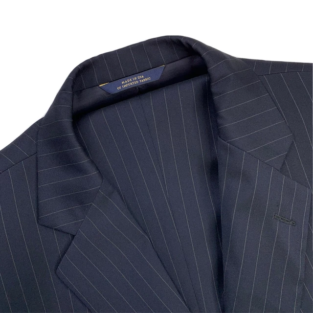Uomo 45 R Brooks Brothers 1818 Madison X Estrato Blu Navy Gessato Lana Abito