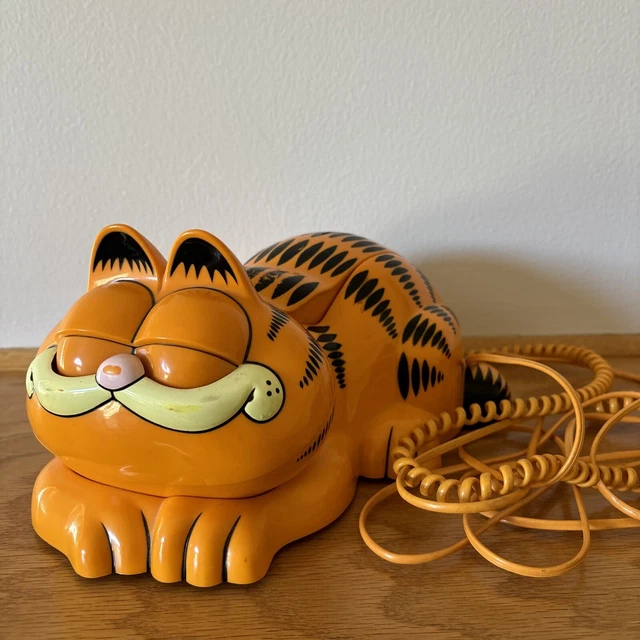 GARFIELD CAT 1981 TYCO Landline Telephone Eyes Open & Close Works £144.