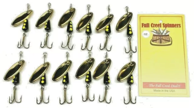 Lot Of 12 Inline Trout Spinners American Made Spinners Black Yellow Dots 1/8 Oz.