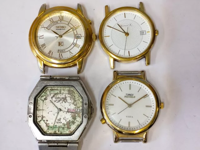 Timex Mix 4 Pieza Lott No Trabajo, Repuestos Propósito HOMBRES Vintage Relojes